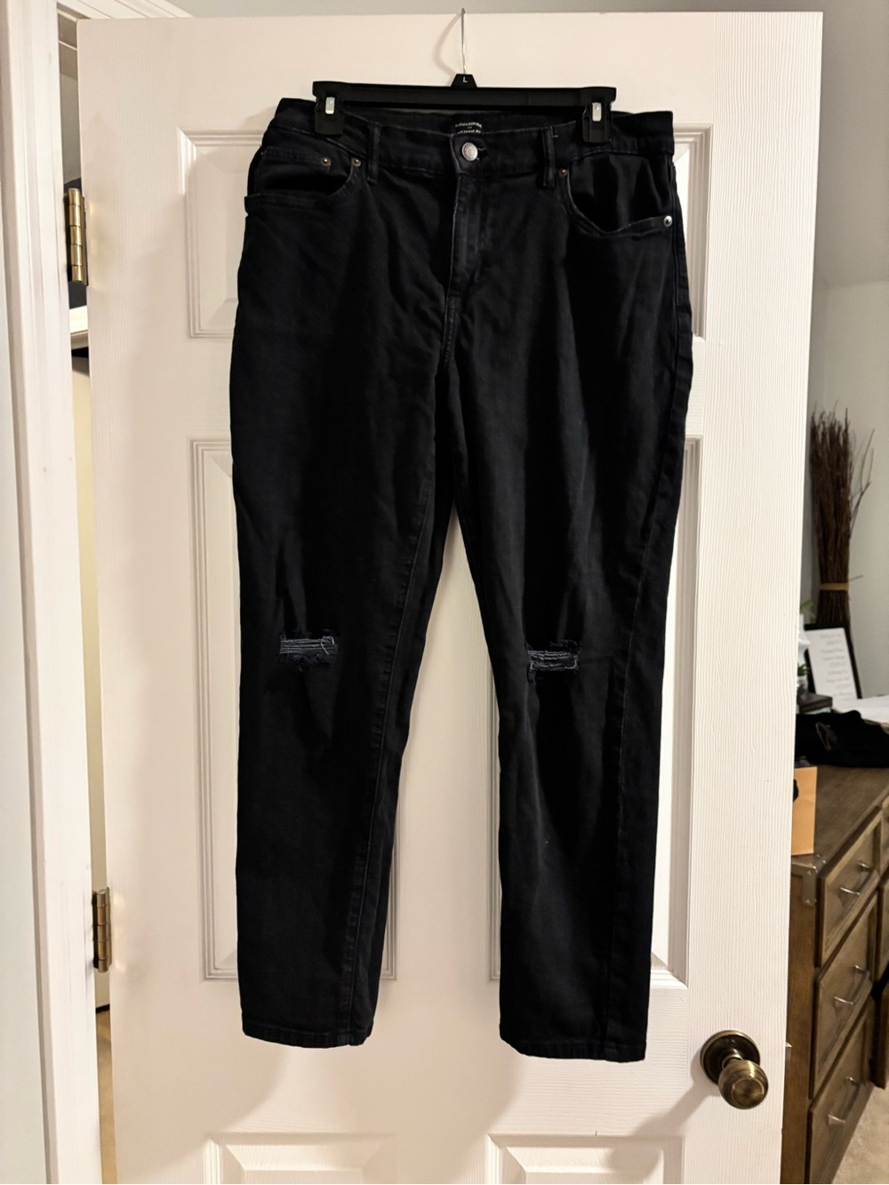 Banana Republic Black Distressed Girlfriend Jeans